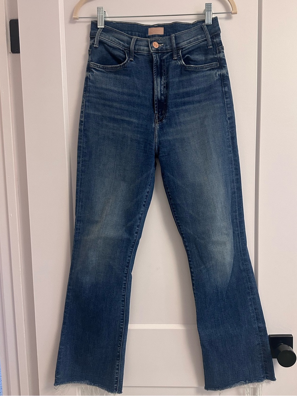 MOTHER High-Rise Straight Leg Blue Jeans